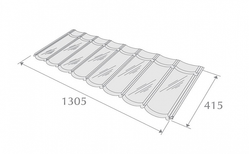 Композитная черепица METROTILE Галло черный, 1305*415 мм